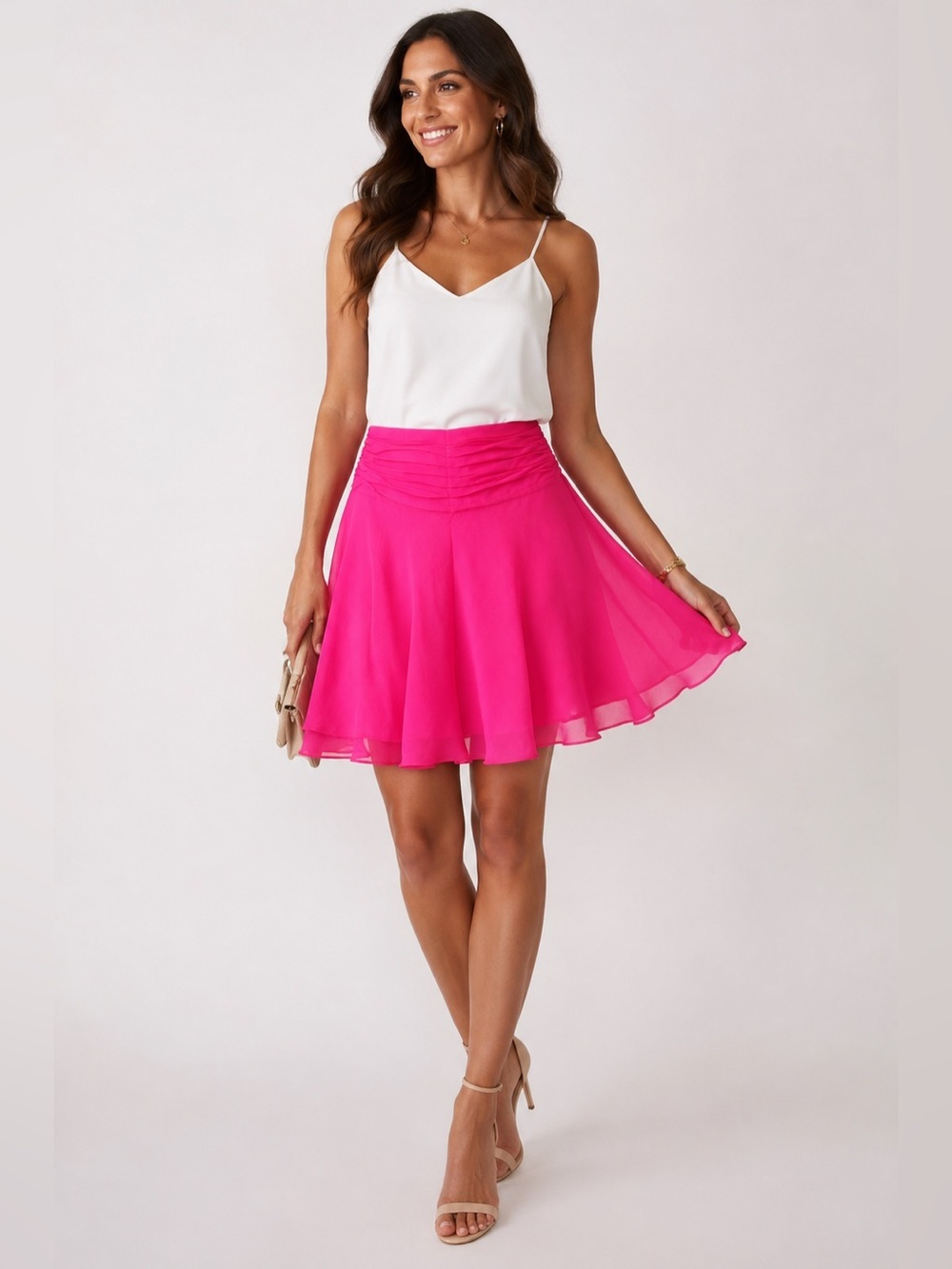 Spenser Jeremy Hot Pink Chiffon Flowy Skirt-Size large